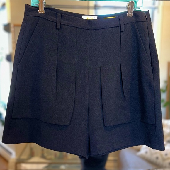 NWT Anthropologie Super High Waist/Rise Black Pleated External Pockets Shorts 12 - Picture 7 of 12
